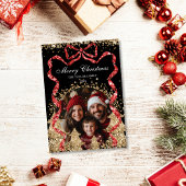 金ゴールドの輝エレガントきリボンクリスマスツリーの写真 招待状