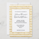 金ゴールドの輝ストライプかしい結婚式 招待状 (正面)