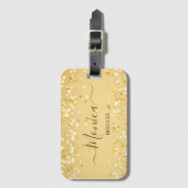 金ゴールドの輝パーソナライズされたき ラゲッジタグ (正面縦)