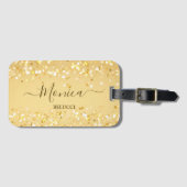 金ゴールドの輝パーソナライズされたき ラゲッジタグ (正面横)