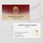 金ゴールドの輝モダンかしいカップケーキ自家製ベーカリー 名刺 (正面/裏面)