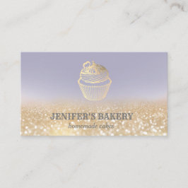 金ゴールドの輝モダンかしいカップケーキ自家製ベーカリー 名刺
