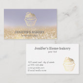 金ゴールドの輝モダンかしいカップケーキ自家製ベーカリー 名刺 (正面/裏面)