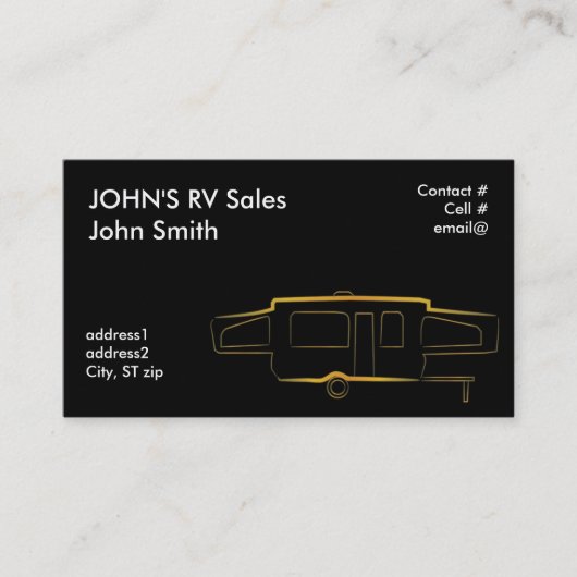 金ゴールドの輪郭によってはテントのトレーラーが現れます 名刺 (正面)