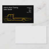 金ゴールドの輪郭のロールバックレッカー車 名刺 (正面/裏面)