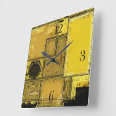 金ゴールドの都市抽象美術の時計の都市 スクエア壁時計 (傾斜)