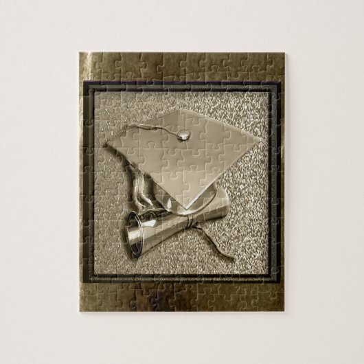 金ゴールドの金ゴールドの帽子そして免状 ジグソーパズル (縦)