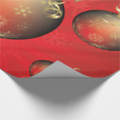 金ゴールドの金属クリスマスの球の装飾 ラッピングペーパー (角)