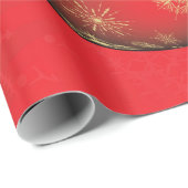 金ゴールドの金属クリスマスの球の装飾 ラッピングペーパー (ロールコーナー)