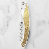 金ゴールドの金属コルクせん抜き ソムリエナイフ (正面)