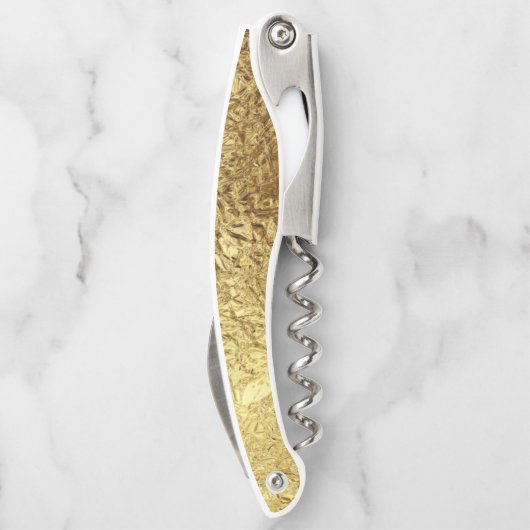 金ゴールドの金属コルクせん抜き ソムリエナイフ