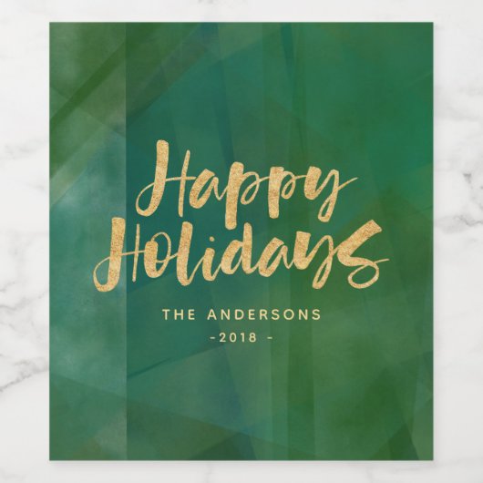 金ゴールドの金属幸せな休日 ワインラベル (シングルラベル)