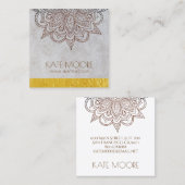 金ゴールドの金属端との曼荼羅の宇宙記号 スクエア名刺 (正面/裏面)