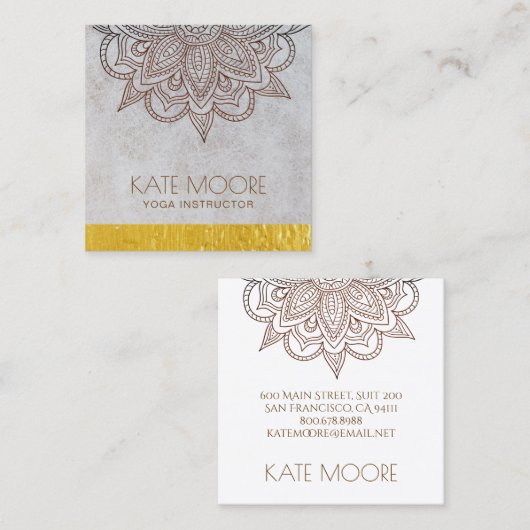 金ゴールドの金属端との曼荼羅の宇宙記号 スクエア名刺 (正面/裏面)