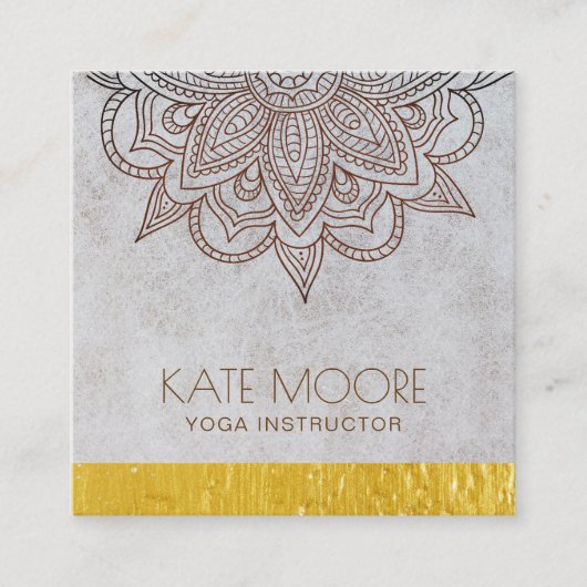 金ゴールドの金属端との曼荼羅の宇宙記号 スクエア名刺 (正面)