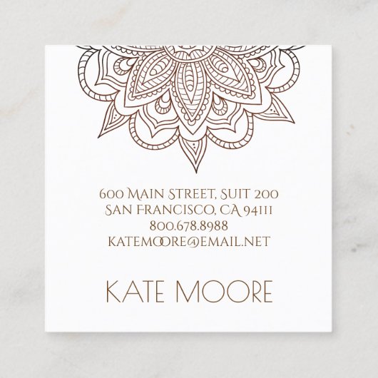 金ゴールドの金属端との曼荼羅の宇宙記号 スクエア名刺 (裏面)