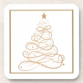 金ゴールドの金属線条細工のクリスマスツリー コースター (正面)