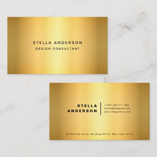 金ゴールドの金属 名刺 (正面/裏面)