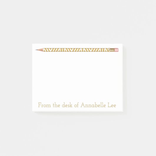 金ゴールドの鉛筆3 ポストイット (正面)