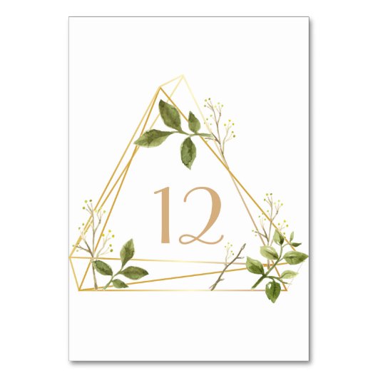 金ゴールドの陸生動物飼育器の植物の水彩画のイラストレーション テーブルナンバー (正面)