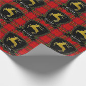 金ゴールドの雄鹿のステュワートのタータンチェック ラッピングペーパー (角)