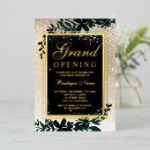 金ゴールドの雪のエレガントクリスマスグランドオープン 箔招待状 (立ち正面)