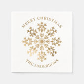 金ゴールドの雪のパーソナライズされた結晶 スタンダードカクテルナプキン (正面)