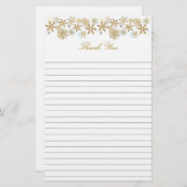 金ゴールドの雪の並んだクリスマスサンキューユー紙 便箋 (正面/裏面)