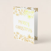 金ゴールドの雪の結晶の中の写真クリスチャン・クリスマス 箔カード (正面)