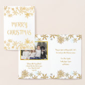 金ゴールドの雪の結晶の中の写真クリスチャン・クリスマス 箔カード (ディスプレー)