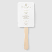 金ゴールドの雪の結晶の冬の結婚式のクリスマスプログラム ハンドファン (正面)