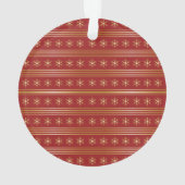 金ゴールドの雪の赤いクリスマスパターン オーナメント (裏面)