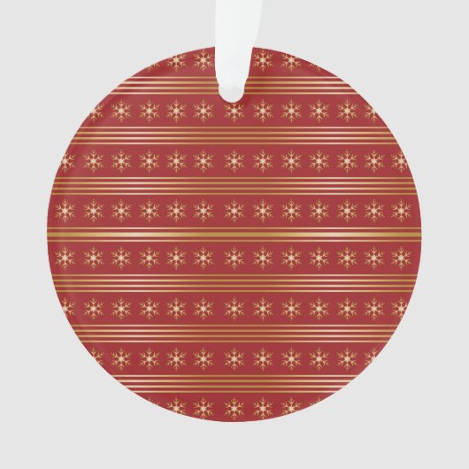 金ゴールドの雪の赤いクリスマスパターン オーナメント (正面)