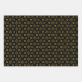 金ゴールドの雪カスタム片の背景 ラッピングペーパーシート (正面2)