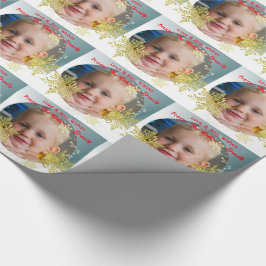 金ゴールドの雪パーソナライズされた片の写真 ラッピングペーパー