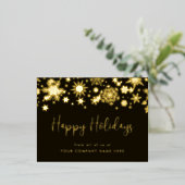 金ゴールドの雪企業ののクリスマス 箔シーズンポストカード (立ち正面)