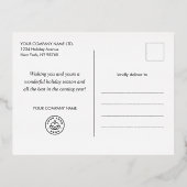 金ゴールドの雪企業ののクリスマス 箔シーズンポストカード (裏面)