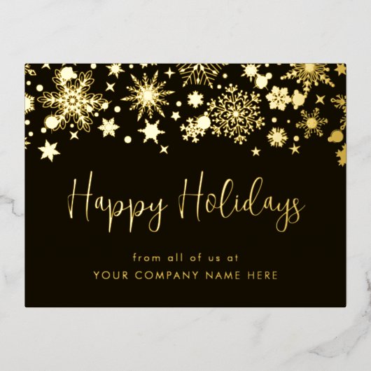 金ゴールドの雪企業ののクリスマス 箔シーズンポストカード (正面)