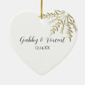 金ゴールドの雪片が下がったら下が下がる セラミックオーナメント (裏面)