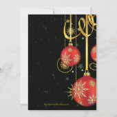 金ゴールドの雪片のオーナメントの休日のパーティの招待状 招待状 (裏面)