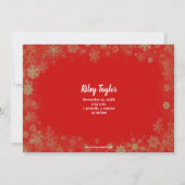 金ゴールドの雪片クリスマス写真の誕生のお知らせ シーズンカード (裏面)