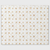 金ゴールドの雪片パターンクリスマス ラッピングペーパー (フラット)