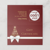 金ゴールドの雪片ホワイトボウクリスマスツリーギフトカード プレイスカード (外部開封)