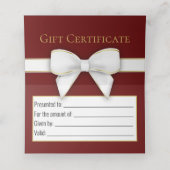 金ゴールドの雪片ホワイトボウクリスマスツリーギフトカード プレイスカード (内部開封)