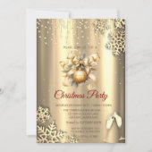 金ゴールドの雪片、ガラスボール弓クリスマスカンパニー 招待状 (正面)