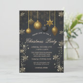 金ゴールドの雪片、クリスマスボールダークカンパニーパーティー 招待状 (スタンド正面)