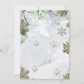 金ゴールドの雪片、クリスマスボールブランチのクリスマス 招待状 (裏面)