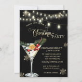 金ゴールドの雪片、クリスマスマルティニのクリスマスパーティー 招待状 (正面)