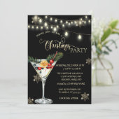 金ゴールドの雪片、クリスマスマルティニのクリスマスパーティー 招待状 (スタンド正面)