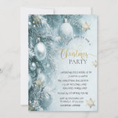 金ゴールドの雪片、ブルーボールカンパニークリスマスパーティー 招待状 (正面)
